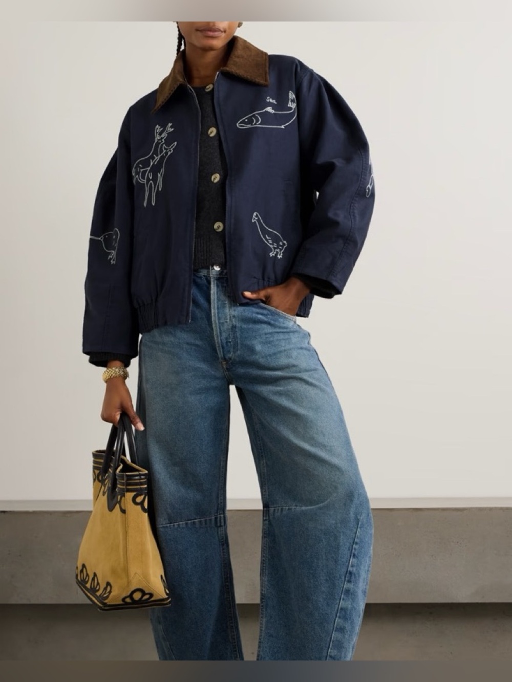 NWT Sea NY Demi Bomber Jacket Corduroy Collar Size M